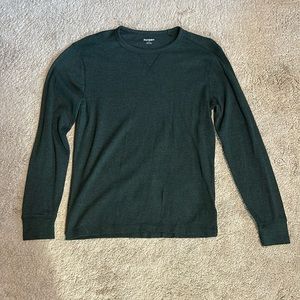 Old Navy Men’s Medium Built-In Flex Waffle Knit Forest Green Long sleeve T-shirt